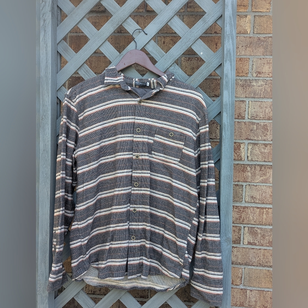 EARTHBOUND Casual Striped Cotton Button Up Shirt